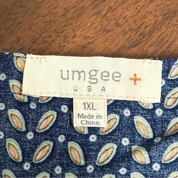 Umgee Boho Floral Tunic Dress Navy Green Embroidered Festival Peasant XL - Picture 8 of 10